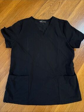 Mandala Black V-Neck Scrub Top